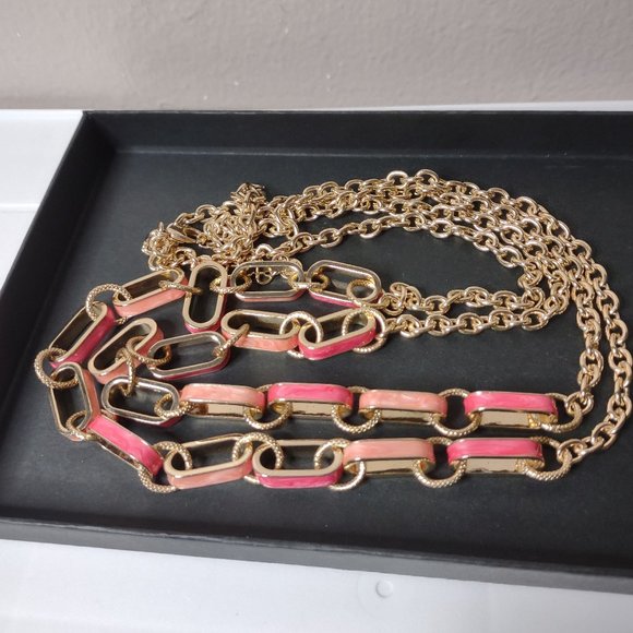 Talbots Jewelry - 34 Inch 2 layer Pink And Gold Tone Talbots Necklace